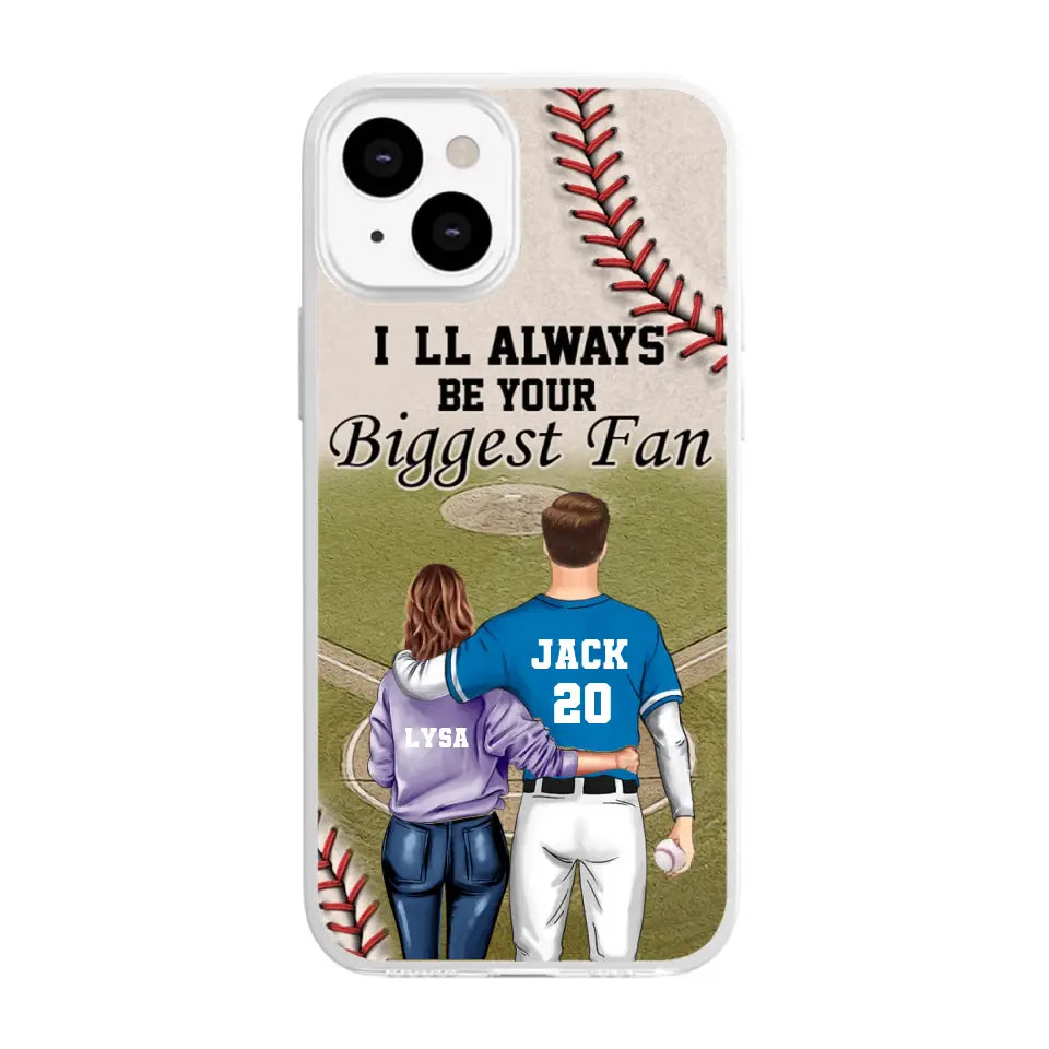 Gift For Couple, I&#39;ll Be Always Your Biggest Fan Phone Case, Couple Phone Case, Personalized Baseball Phone Case, Baseball Couple Custom Gift
