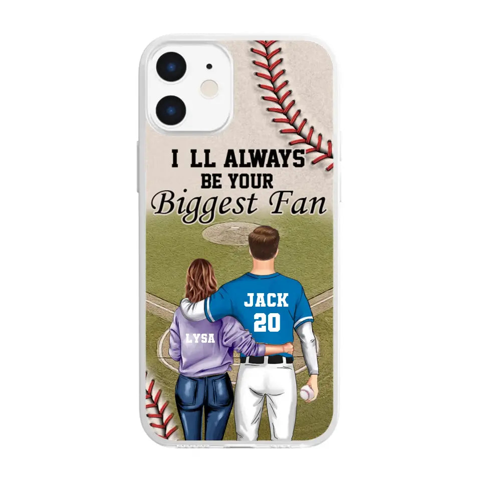 Gift For Couple, I&#39;ll Be Always Your Biggest Fan Phone Case, Couple Phone Case, Personalized Baseball Phone Case, Baseball Couple Custom Gift