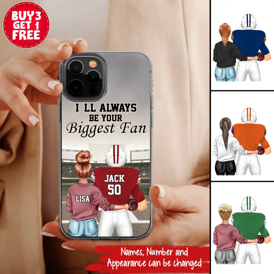 Gift For Couple, I'll Be Always Your Biggest Fan Phone Case, Couple Phone Case, Personalized Football Phone Case, Football Couple Custom Gift