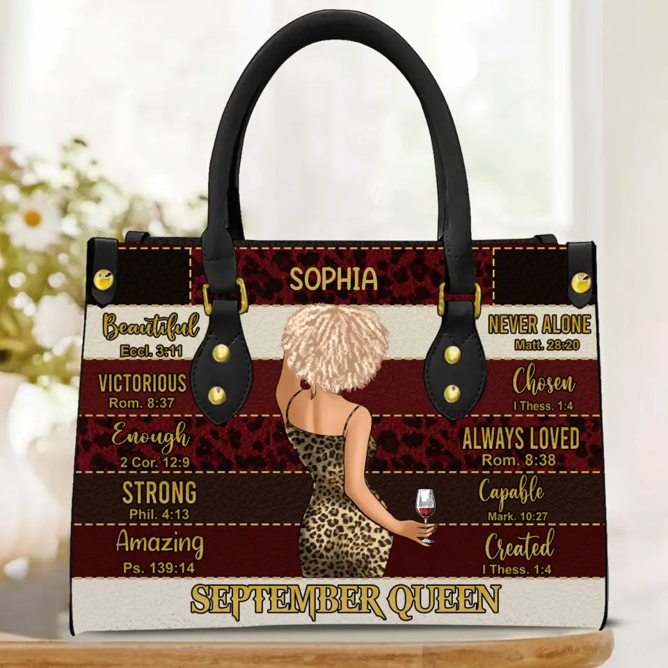 Personalized Leather Bag - Birthday, Handbag Personalized, Custom Birthday Gift, Queens Are Born In September