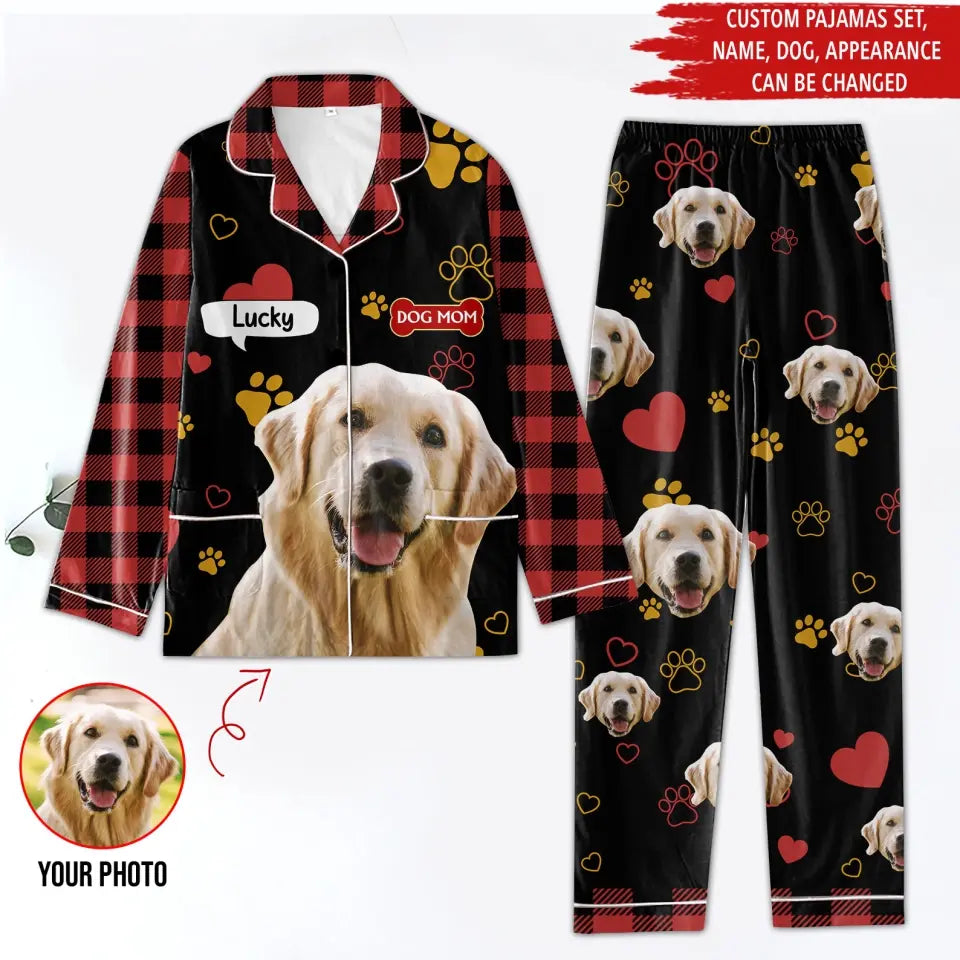 Customized Dog Photo &amp; Text Personalized Dog Shirt - Pet T-Shirt Custom Dog Shirts Personalized Upload Dog Photo Pajama Set