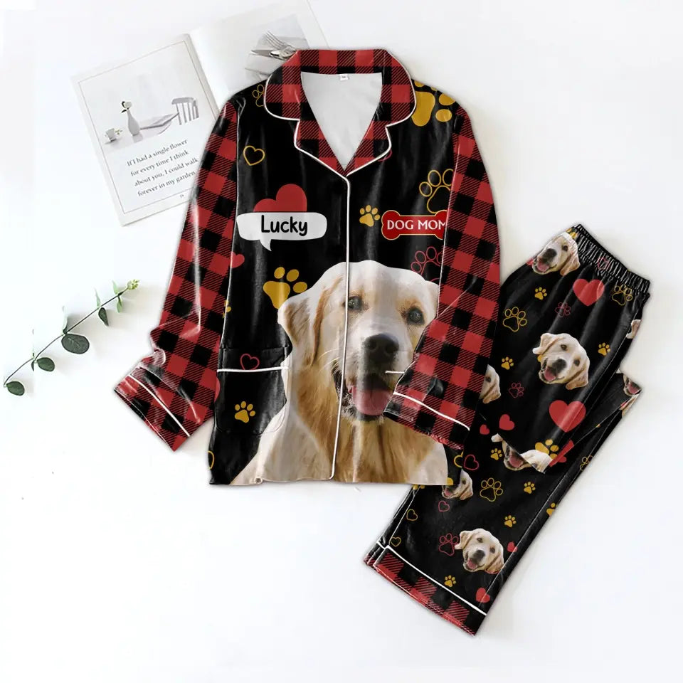 Customized Dog Photo &amp; Text Personalized Dog Shirt - Pet T-Shirt Custom Dog Shirts Personalized Upload Dog Photo Pajama Set