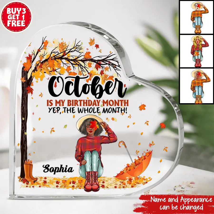 Custom Shape Acrylic Plaque, Birthday Gift For October Queen, October Birthday Gifts, October Birthday Gift Idea For Her