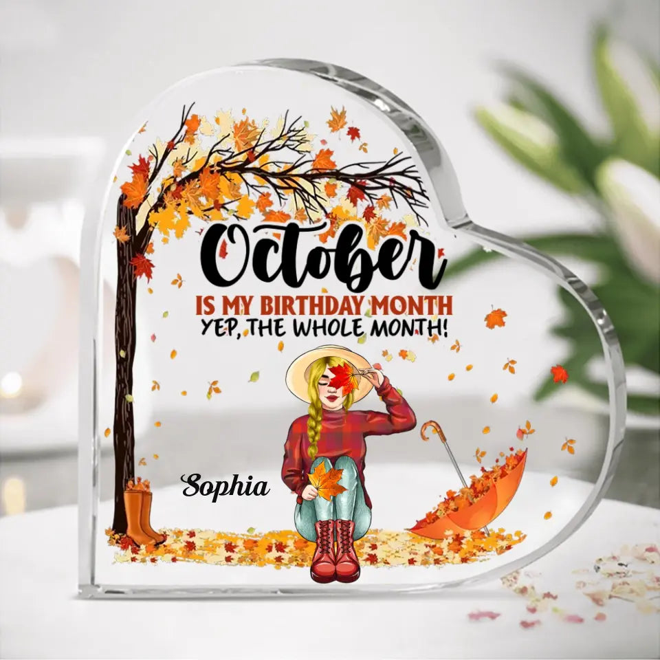 Custom Shape Acrylic Plaque, Birthday Gift For October Queen, October Birthday Gifts, October Birthday Gift Idea For Her