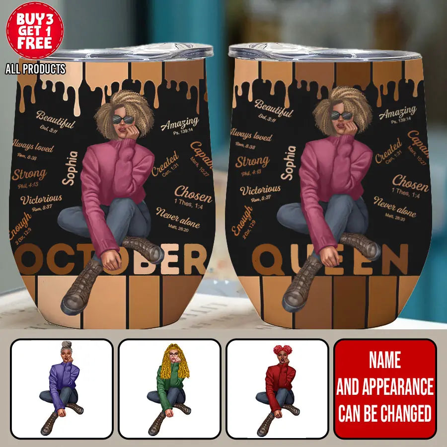 Personalized Wine Tumbler - Birthday Gift For October Queen, October birthday gifts, October Birthday Gift idea For Her