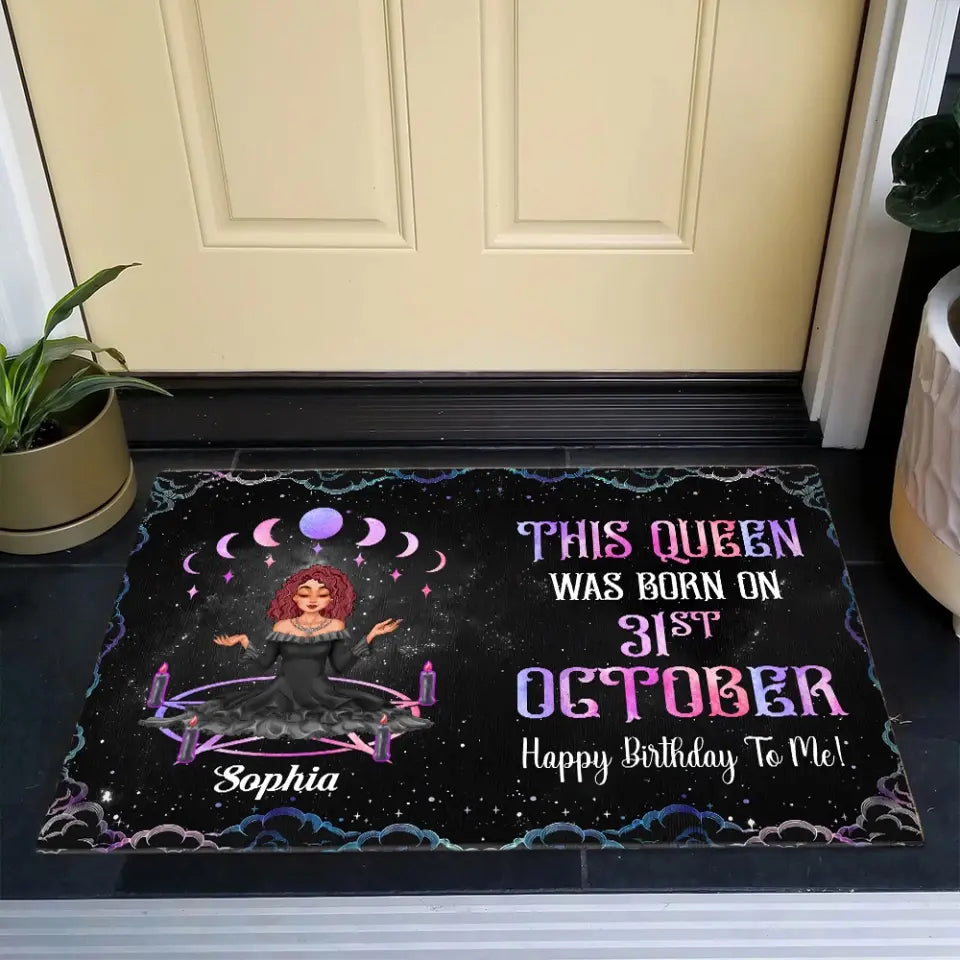 Personalized Doormat, October Girl, Queens are Born In October, October Birthday, Decor Home, Halloween Gift