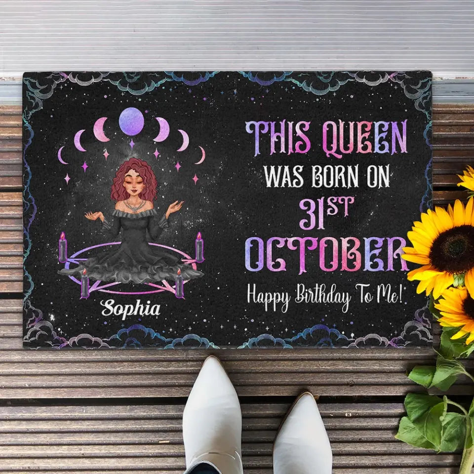 Personalized Doormat, October Girl, Queens are Born In October, October Birthday, Decor Home, Halloween Gift