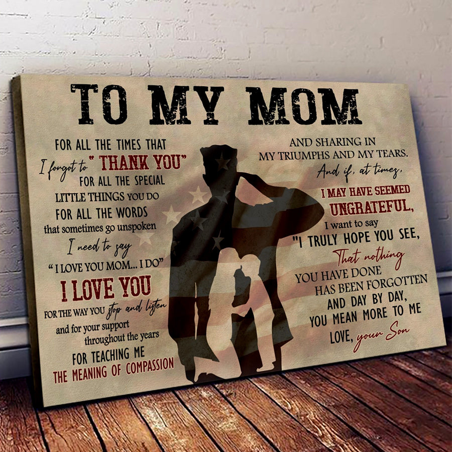 To my mom mother&#39;s day poster, Son To Mom Gifts, Mother&#39;s Day Decoration, Best Gifts for Mom, veteran poster, Wall Art Decor, Mother Day Gift