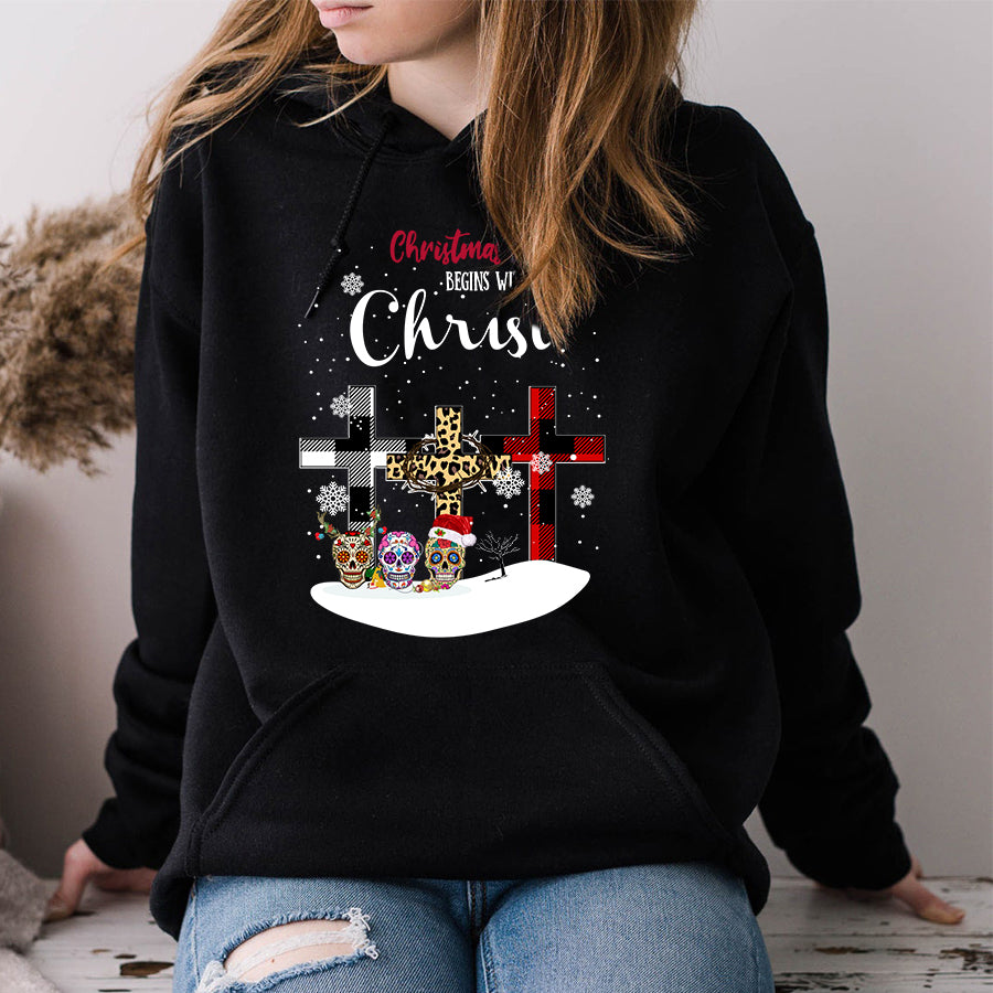Christmas begins with christ shirt, Christian christmas shirts, Skull christian t shirts, Best christmas gifts unisex shirt, Christmas t shirts 2021