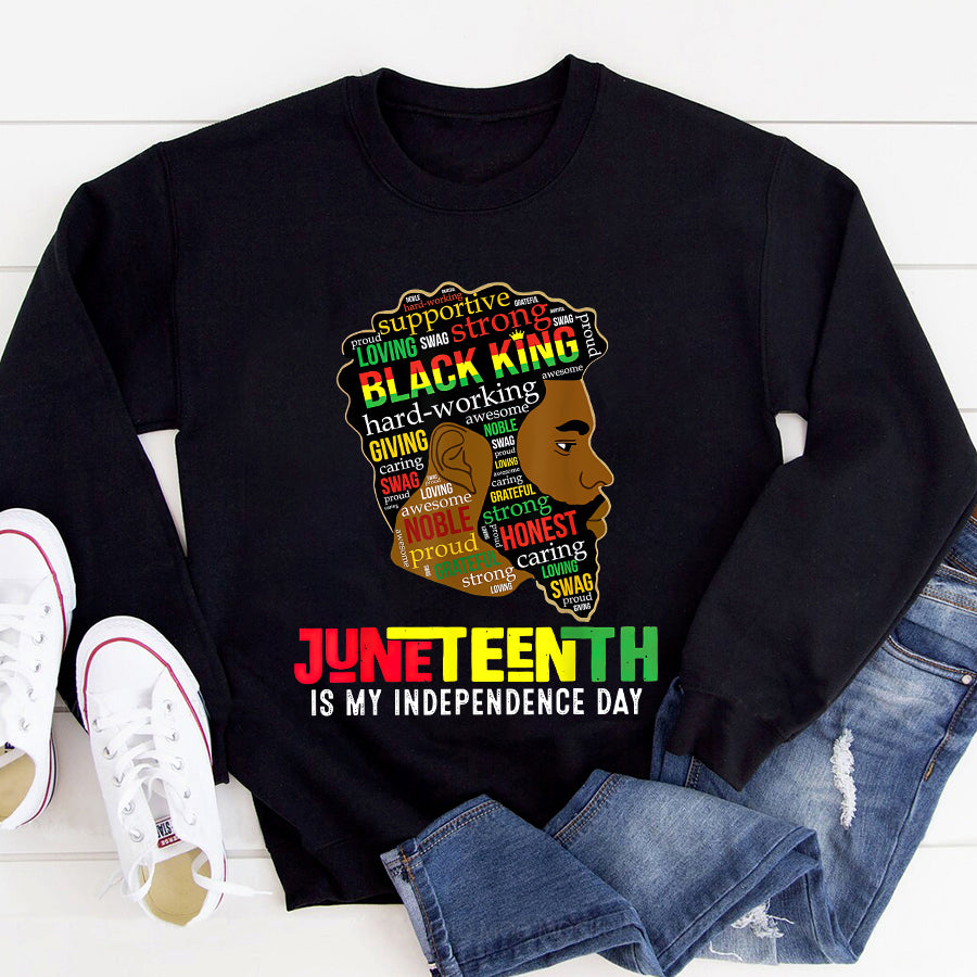 Father Day Shirt Funny Father Day Shirt Juneteenth Is My Independence Day Black King Fathers Day Men T-Shirt