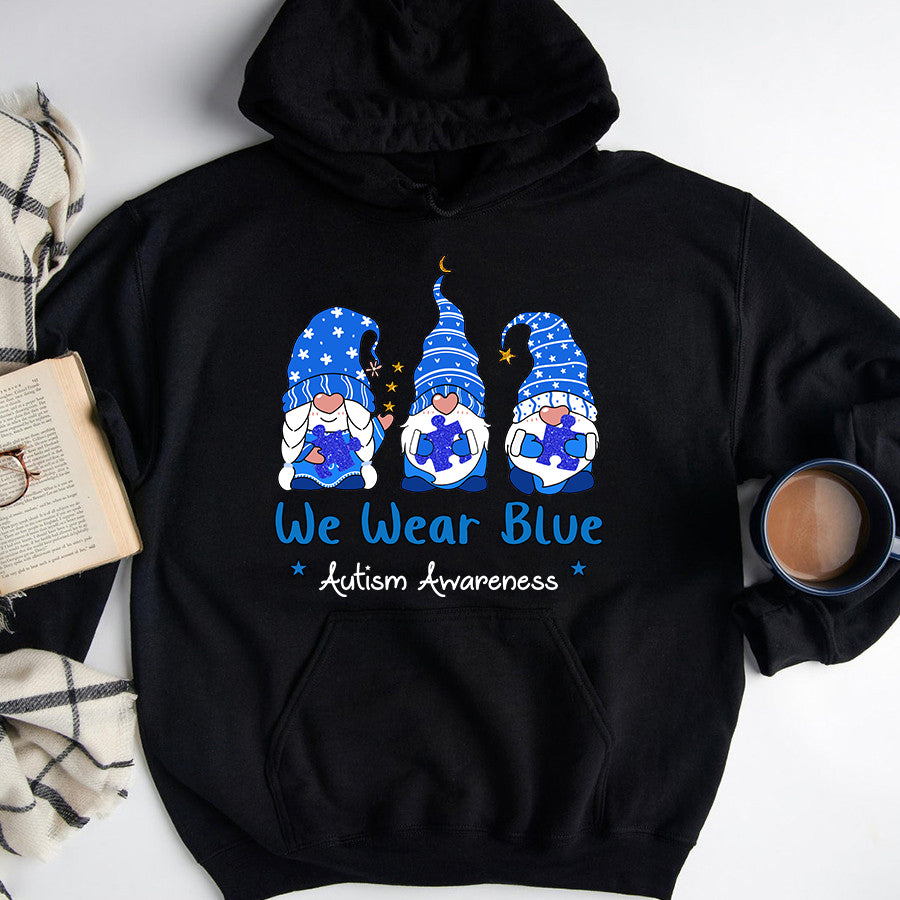 Gnomes In April We Wear Blue Autism Awareness T-Shirt Autism Awareness Shirt
