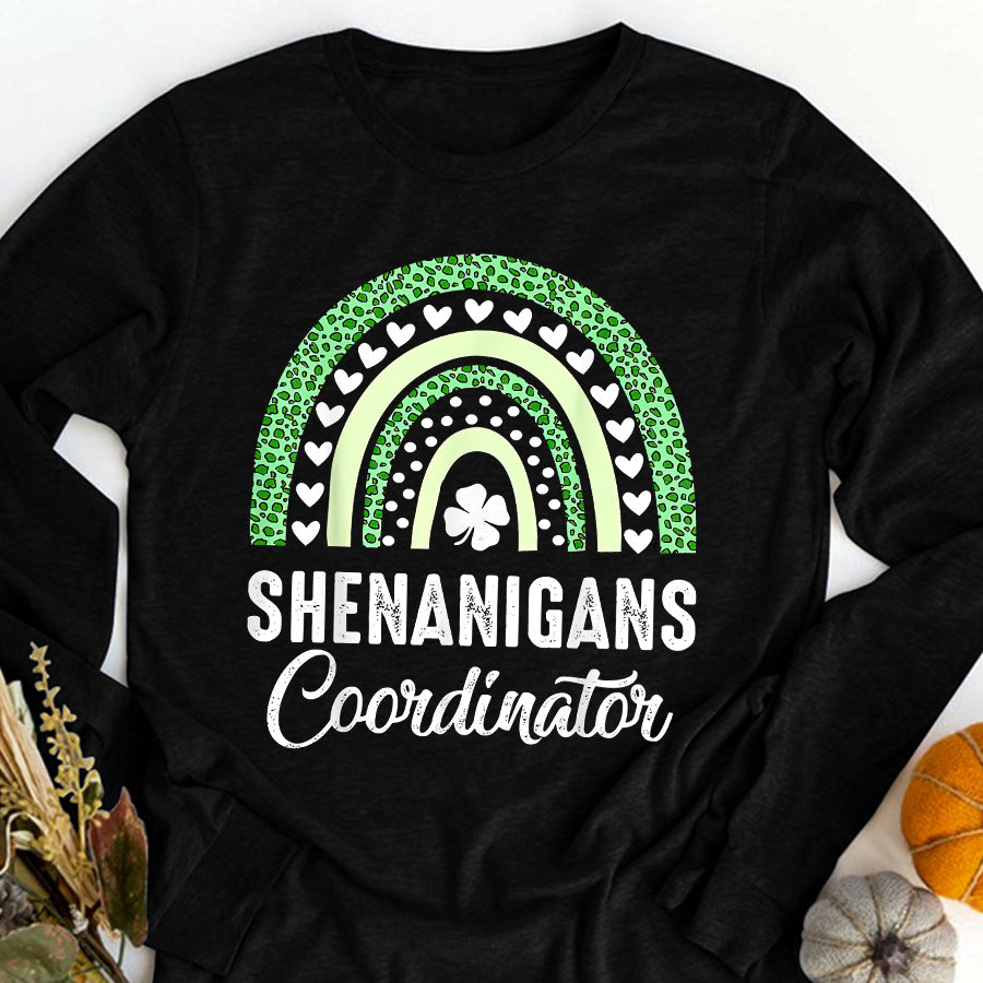 St Patricks Day Shirt Shenanigans Coordinator Rainbow St Patricks Day Teacher Gift T-Shirt Funny St Patricks Day Shirts