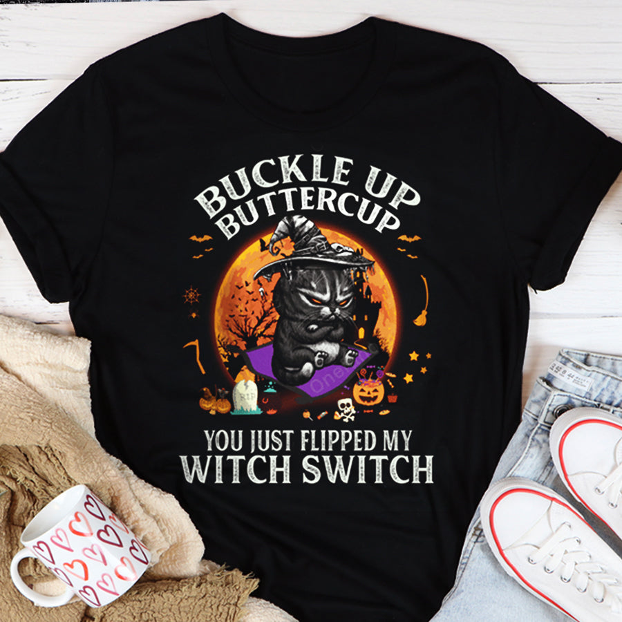 Buckle Up Buttercup Witch Halloween shirt, Funny Halloween Shirt, Witch tshirt, Tees For Woman