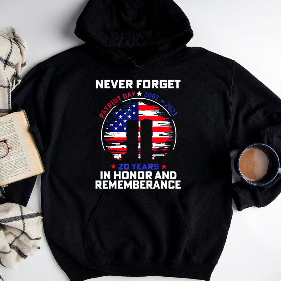 Patriot Day 2022 Shirt 911 Memorial Shirts Never Forget Patriot Day 20 years in honor and rememberance T-Shirt