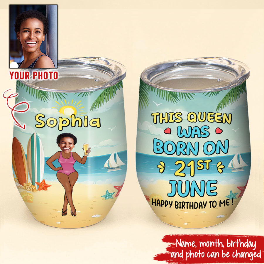 Personalized Wine Tumbler - Birthday Gift For June Queen, June Birthday Gifts, June Birthday Gift Idea For Her