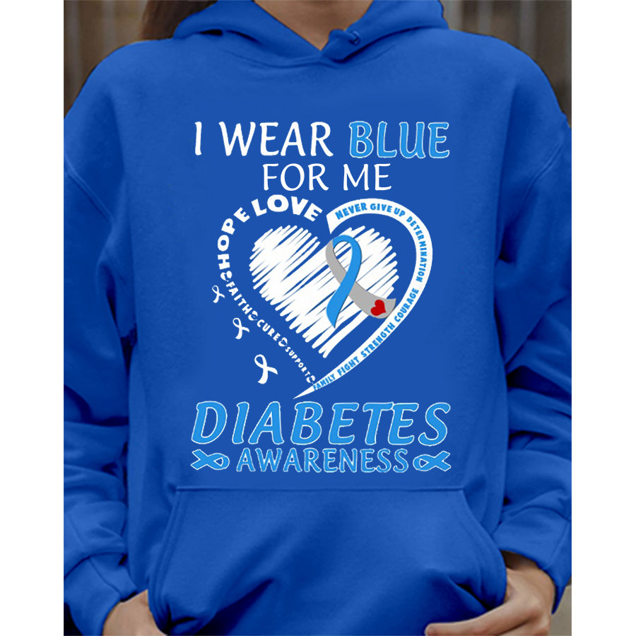 I Wear Blue For Me T Shirt , T1D Diabetes Awareness Gift, World Diabetes Day, Blue Ribbon