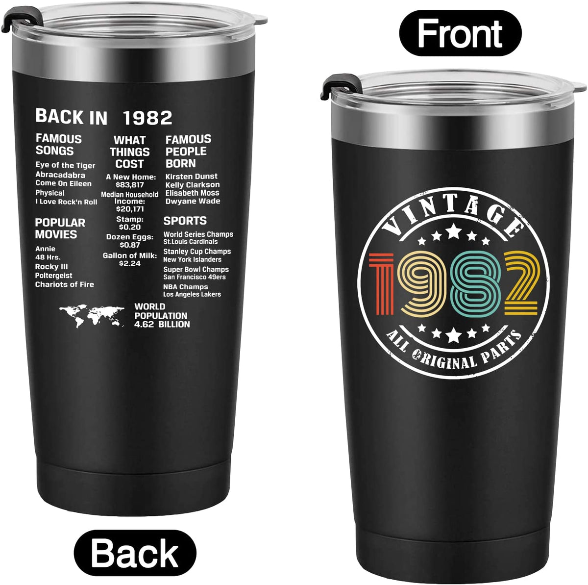 50th Birthday Gifts for Men Women Friends, Tumbler 20 oz, Double Sided Printed Birthday, Back in 1972 Old Time Information