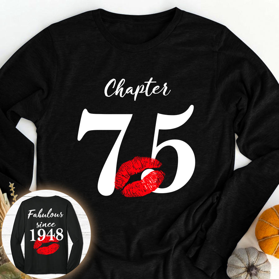 Chapter 75, Fabulous since 1948 75th birthday unique t shirt for woman, her gifts for 75 years old , Turning 75 birthday cotton shirt