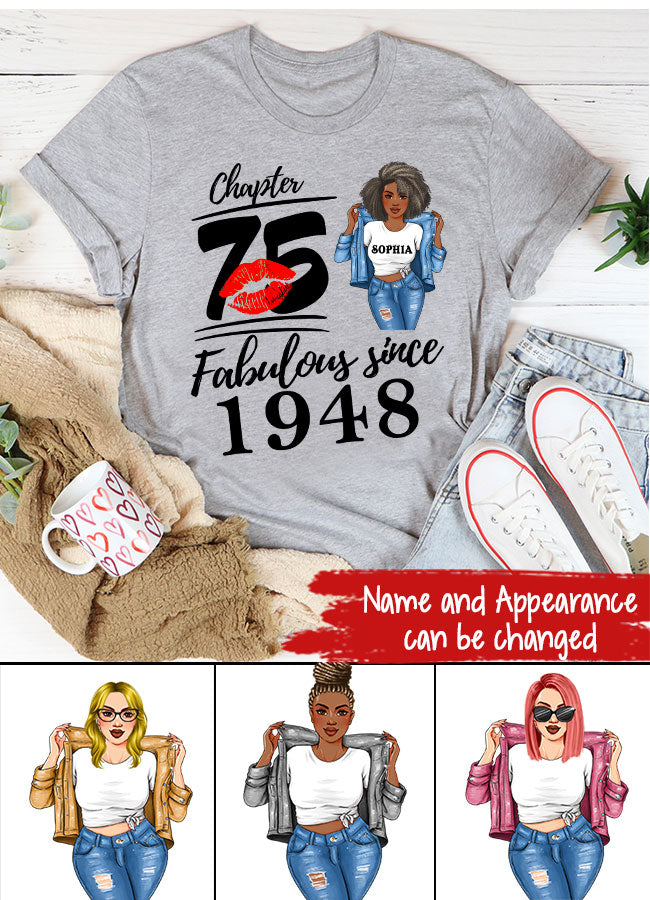75th birthday shirts for her, Personalised 75th birthday gifts, 1948 t shirt, 75 and fabulous shirt, 75th birthday shirt ideas, gift ideas 75th birthday woman