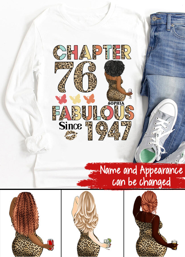 Chapter 76, Fabulous Since 1947 76th Birthday Unique T Shirt For Woman, Custom Birthday Shirt, Her Gifts For 76 Years Old , Turning 76 Birthday Cotton Shirt