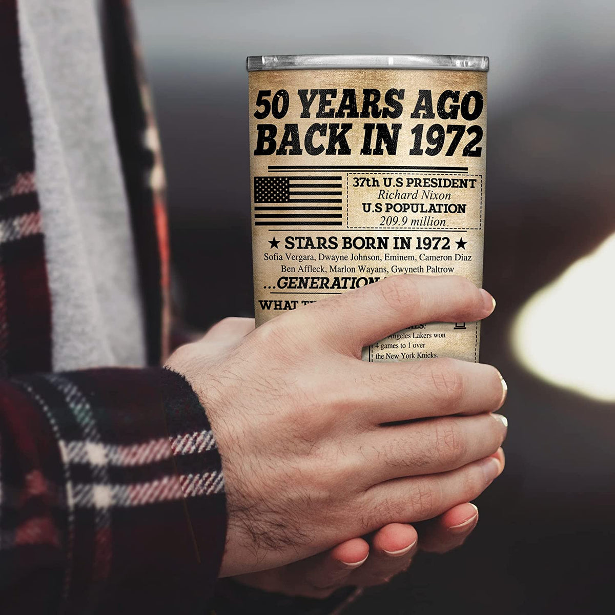 1972 50th Birthday Gifts for Women, Men - 50th Birthday Decorations Women, Men - 50 Year Old Gifts for Women, Men - Birthday Gifts Ideas for Men, Women - Back in 1972 Stainless Steel 20 Oz Tumbler