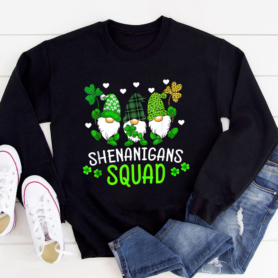 St Patricks Day Shirt Shenanigans Squad St Patricks Day Gnomes Green Proud Irish T-Shirt Funny St Patricks Day Shirts