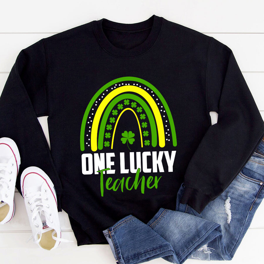 St Patricks Day Shirt One Lucky Teacher Rainbow St Patrick’s Day T-Shirt Funny St Patricks Day Shirts