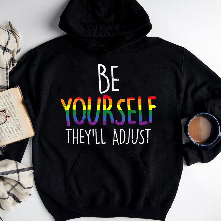 LGBT Shirts, Rainbow Pride Shirt, Be Yourself They'll Adjust LGBTQ Rainbow Flag Gay Pride Ally T-Shirt