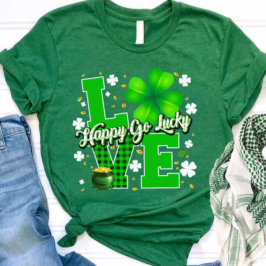 Love Patrick Day Shirt, St. Patricks Day Shirt, Shamrock Lucky Lips, Four Leaf Clover, Shamrock Shirts, Patrick&#39;s Day, Irish Tshirt