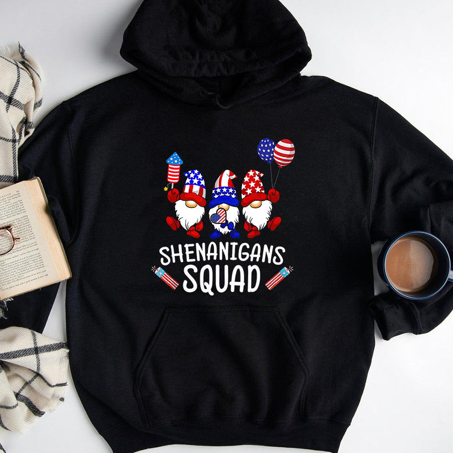 Independence Day Shirt Shenanigans Squad 4th Of July Gnomes USA Independence Day T-Shirt