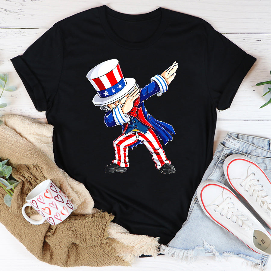 Independence Day Shirt Dabbing Uncle Sam 4th of July Kids Boys Men Funny Dab Dance T-Shirt