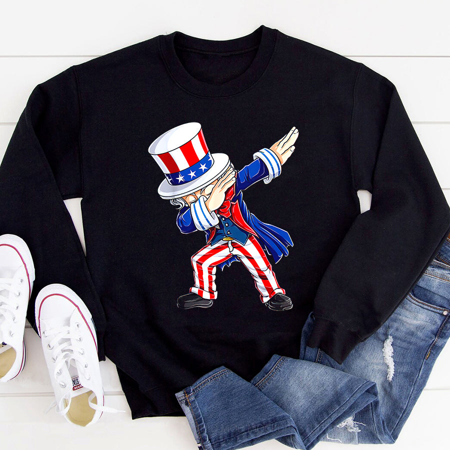 Independence Day Shirt Dabbing Uncle Sam 4th of July Kids Boys Men Funny Dab Dance T-Shirt