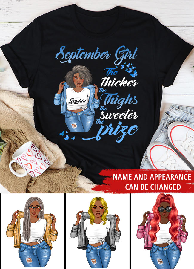 September Birthday Shirt, Custom Birthday Shirt, Queens are Born In September, September Birthday Shirts For Woman, September Birthday Gifts, Melanin Afro Woman Shirt, Black Girl Tee, Afro Queen Black Pride Gift