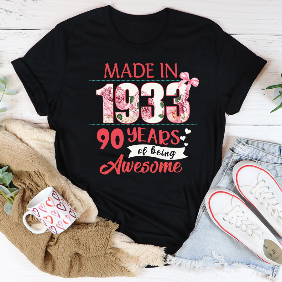 90th birthday gifts ideas 90th birthday shirt for her back in 1933 turning 90 shirts 90th birthday t shirts for woman