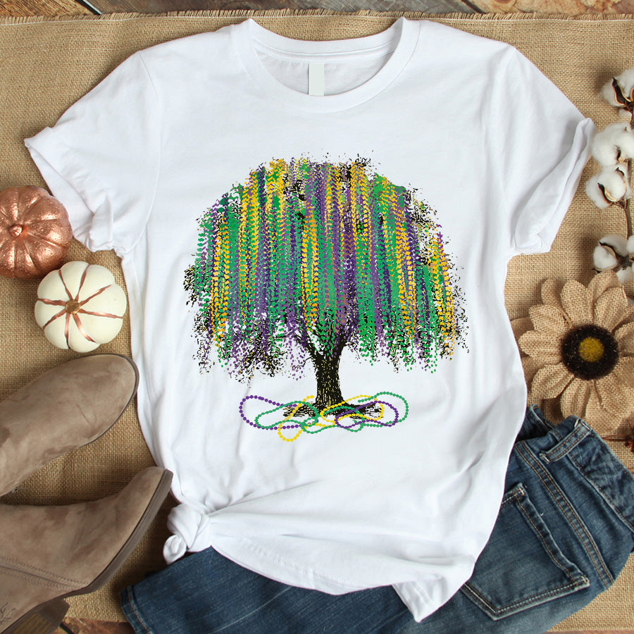 Mardi Gras Tree Shirt, Watercolor Mardi Gras Bead Tree, Mardi Gras Tee, Carnival Shirt, New Orleans Tee, NOLA Shirt, Fat Tuesday Shirt