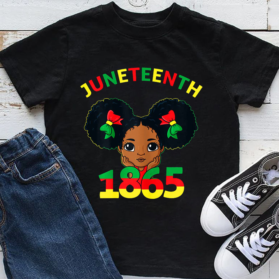Juneteenth Youth Shirt Juneteenth Celebrating 1865 Cute Brown Skin Girls Kids Teens T-Shirt