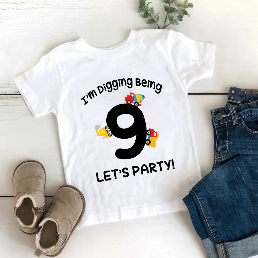 9th Birthday Shirt, Construction Birthday Shirt, Nine Birthday Shirt, 9th Birthday T Shirt, Baby Shirt