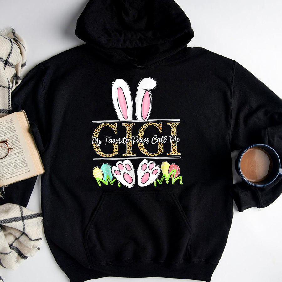 Easter Shirt Easter Bunny Ears My Favorite Peeps Call Me Gigi Leopard T-Shirt Funny Easter Gift For Women