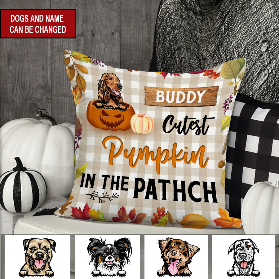 personalized dog pillow, Cutest Pumpkin in the PATHCH Halloween Pillow, Halloween dog Pillow, Witch Pillow, Sofa Pillows, Living Room Decor