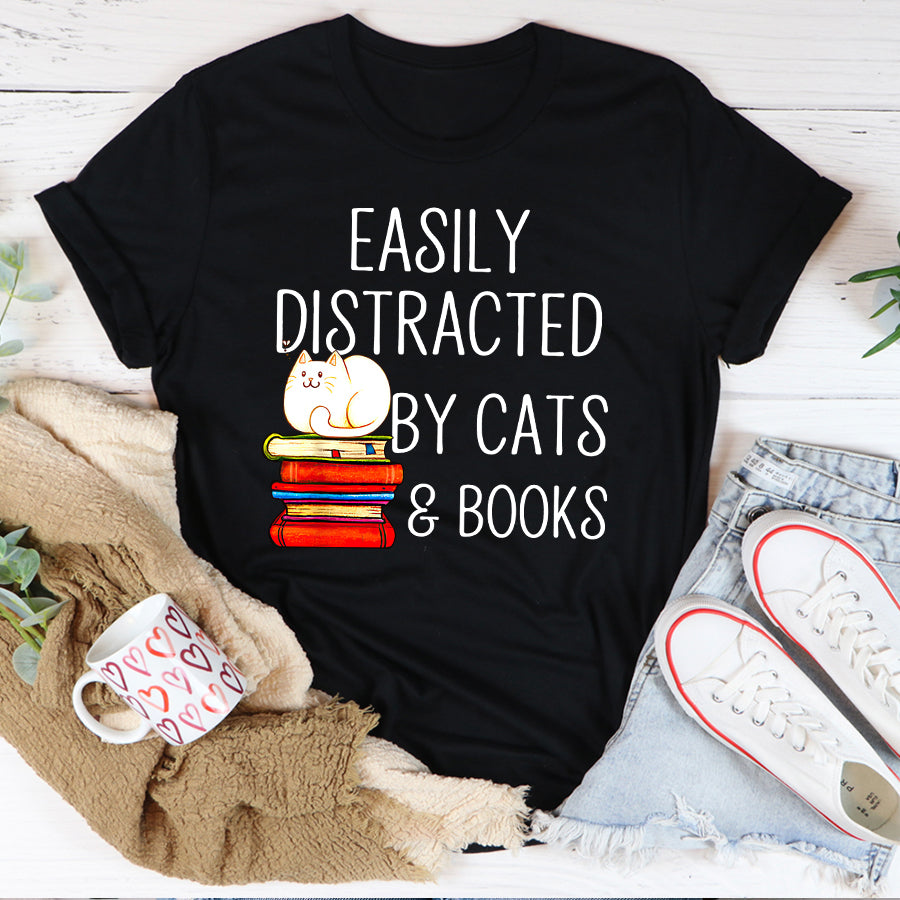 Book Shirt, Cat Shirt, Bookish T Shirts, Cat Book Shirt, Reading Gifts, Book Lover T Shirt Unisex Cotton T Shirt