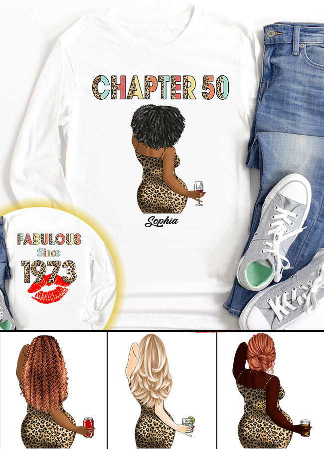 Chapter 50, Fabulous Since 1973 50th Birthday Unique T Shirt For Woman, Her Gifts For 50 Years Old , Turning 50 Birthday Cotton Shirt