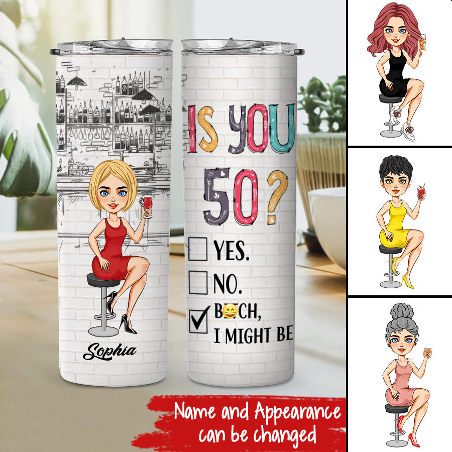 Personalized Skinny Tumbler - 50th Birthday Tumbler, Personalized 50th Birthday Gifts