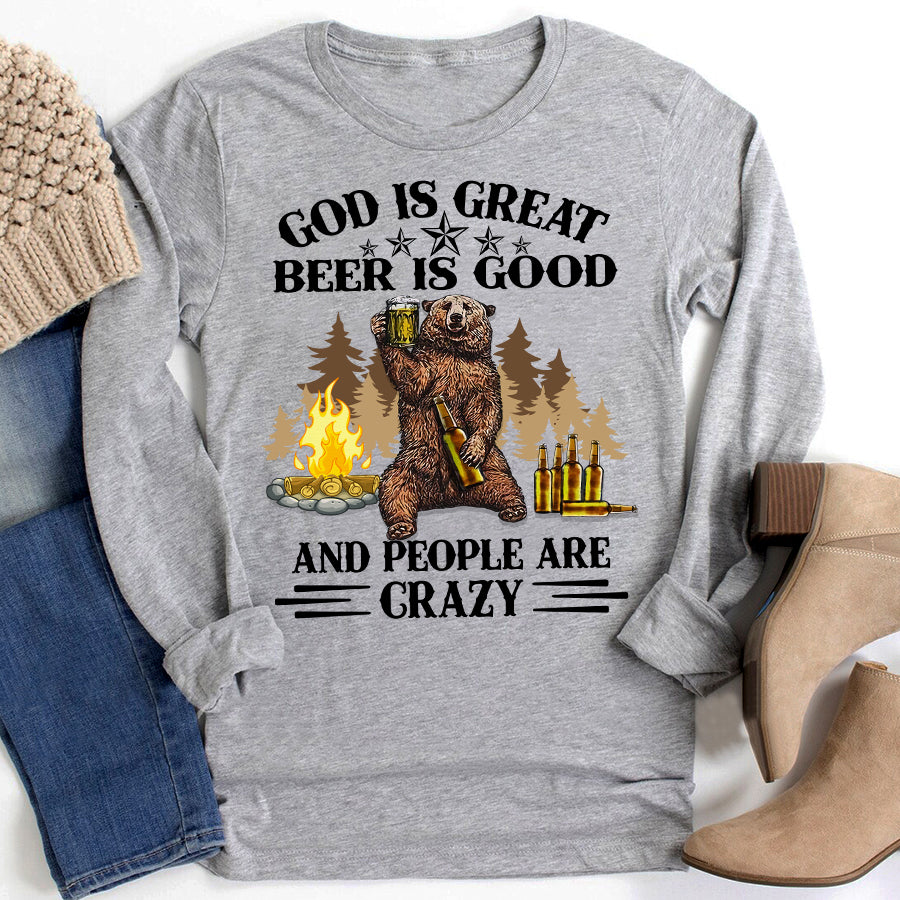 God is great beer is good and people are crazy Camping t shirt, Campers Gift, Camping lover unisex cotton t shirt