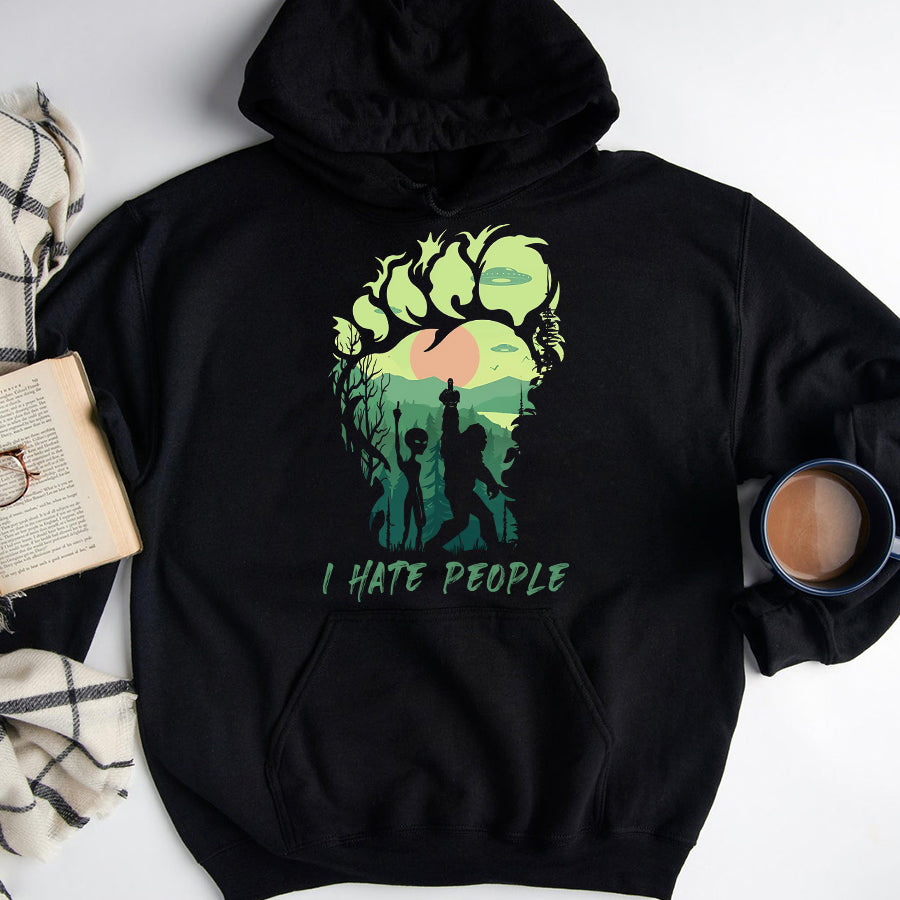 I hate people Alien t shirt, funny alien shirts, Alien gifts, Space gifts, big foot lover unisex cotton t shirt