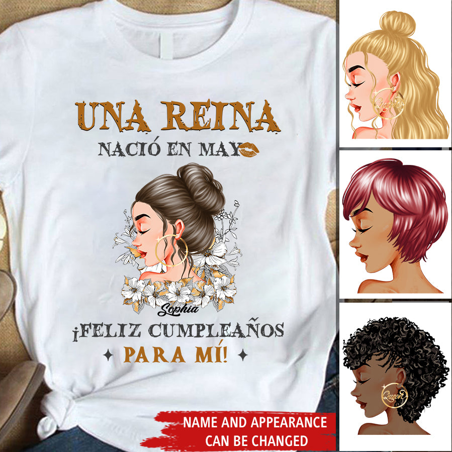 Camisa De Cumpleaños De Mayo, Camisa De Cumpleaños Personalizada, Reinas Nacidas En Mayo, Regalos De Cumpleaños De Mayo, Camisas De Mayo Para Mujeres