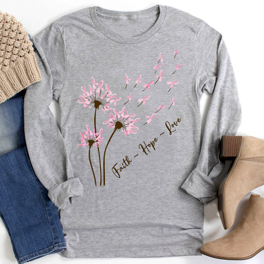 Faith Hope Love Breast Cancer Awareness Shirts, Pink Ribbon Gifts for breast cancer awareness month 2022
