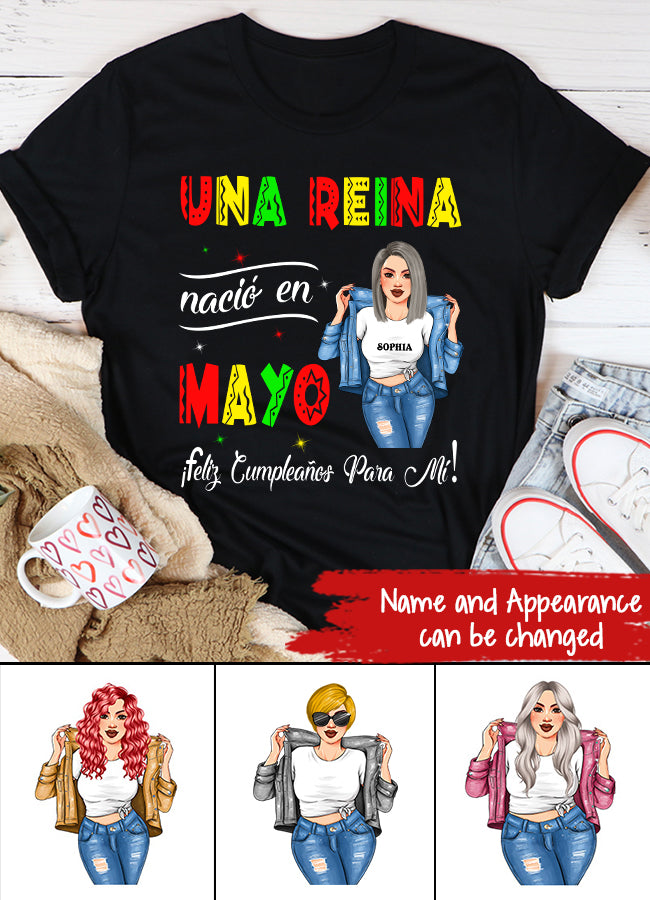 Camisa De Cumpleaños De Mayo, Camisa De Cumpleaños Personalizada, Reinas Nacidas En Mayo, Regalos De Cumpleaños De Mayo, Camisas De Mayo Para Mujeres