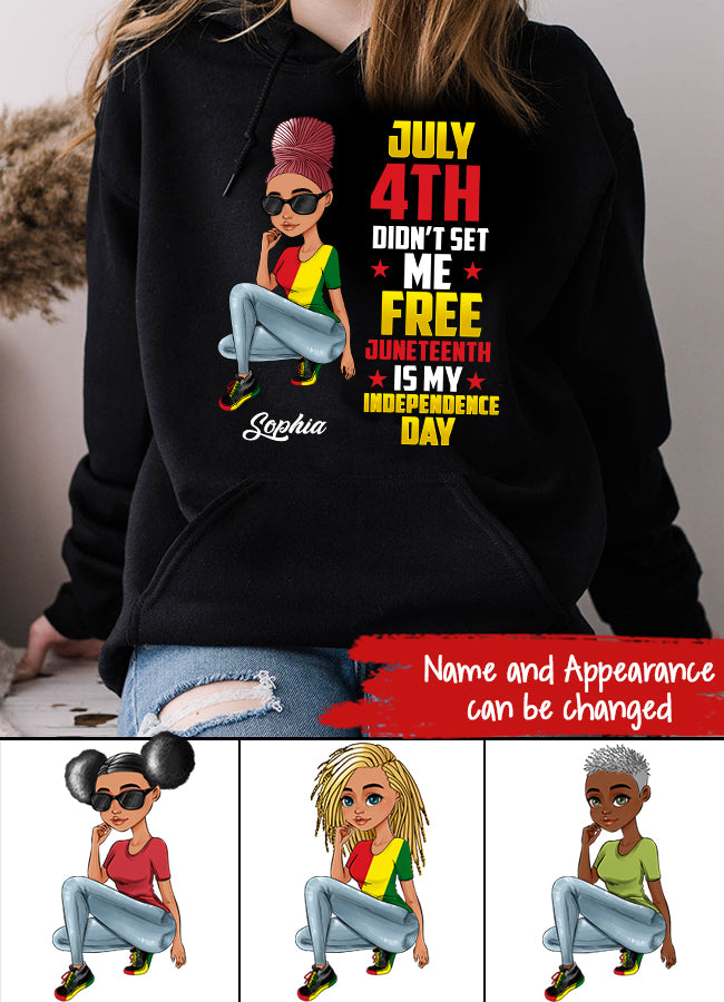 Juneteenth Shirt, Custom Juneteenth Shirt, June 19th Birthday Juneteenth Freedom Black Woman Afro Hair T-Shirt