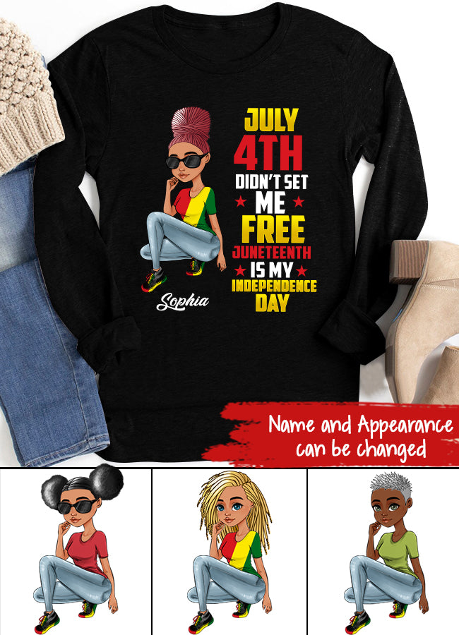 Juneteenth Shirt, Custom Juneteenth Shirt, June 19th Birthday Juneteenth Freedom Black Woman Afro Hair T-Shirt