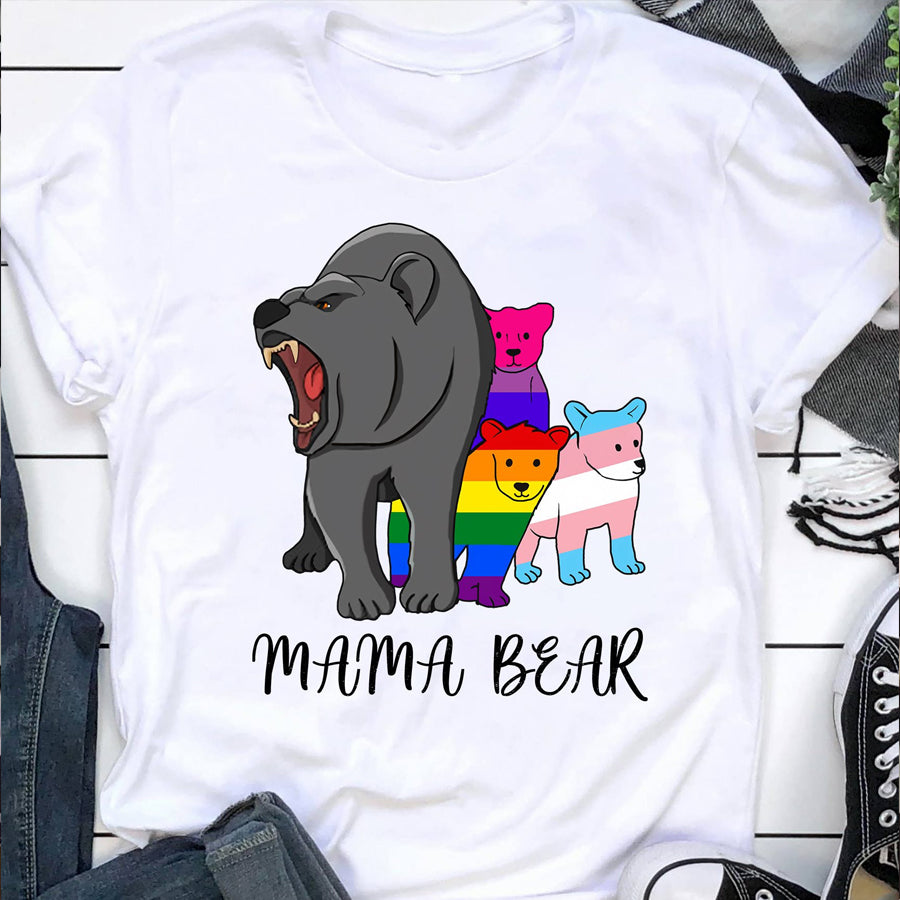 Mama bear LGBT t shirt, cute t shirt,  Pride Shirt, Lesbian shirt, Mama t shirt, cotton shirt for women